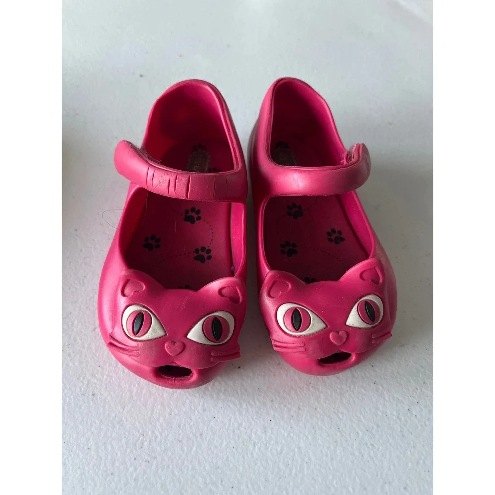 Mini Melissa Ultragirl Cat Pink Jelly Mary Jane Flats Toddler Size 7